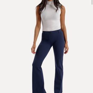 Betabrand Women's Plus Size XL Classic Boot Cut Dress Yoga Pants Navy Blue